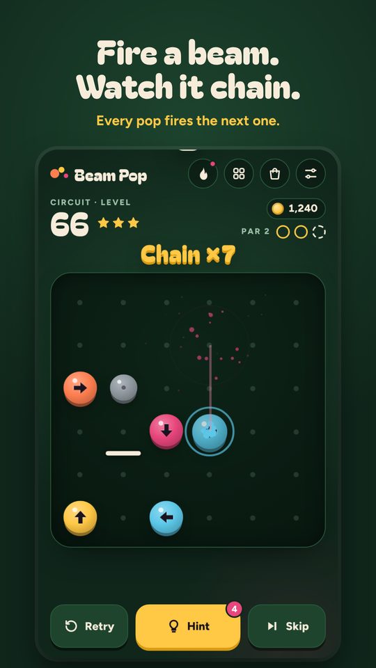 Beam Pop chain reaction